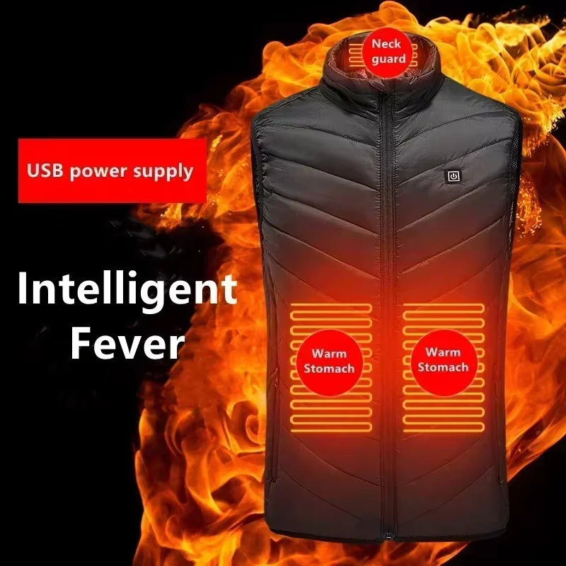 21Areas Heating Vest Men Winter USB Smart Temperature Control Jacket Self-Heating Clothes Women Snow Lightweight Sleeveless Coat