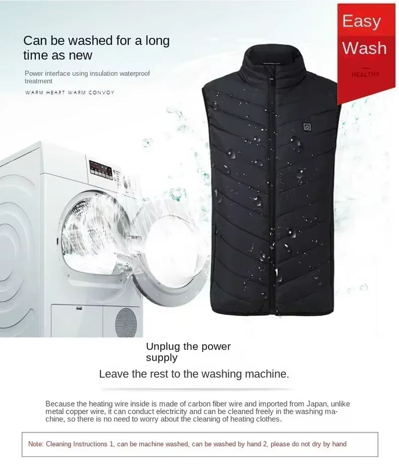 21Areas Heating Vest Men Winter USB Smart Temperature Control Jacket Self-Heating Clothes Women Snow Lightweight Sleeveless Coat